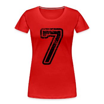 7 - Nummer - Frauen Premium Bio T-Shirt - Rot - Vorne - Mia (176cm)