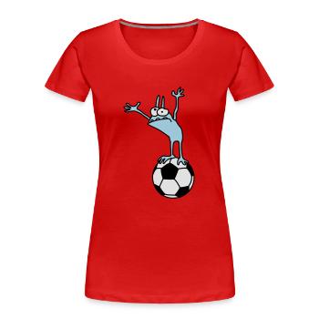 Kobold mit Fußball - Frauen Premium Bio T-Shirt - Rot - Vorne - Mia (176cm)