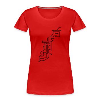 cool linien design schaltkreis technik leitungen m - Frauen Premium Bio T-Shirt - Rot - Vorne - Mia (176cm)