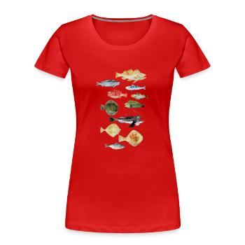 Fische aus dem Meer - Frauen Premium Bio T-Shirt - Rot - Vorne - Mia (176cm)