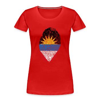 Antigua - Frauen Premium Bio T-Shirt - Rot - Vorne - Mia (176cm)