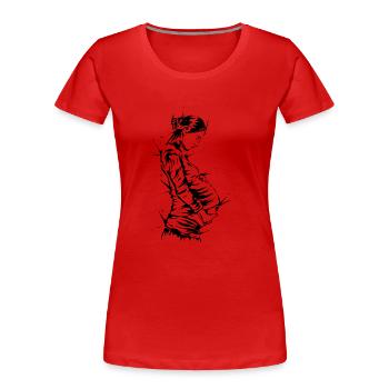 Schwanger Frau mit Babybauch - Frauen Premium Bio T-Shirt - Rot - Vorne - Mia (176cm)