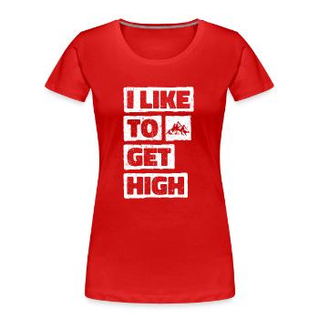 J’aime me défoncer. Randonnée Fun Conception de randonnée - T-shirt bio Premium Femme - rouge - Devant - Mia (176cm)