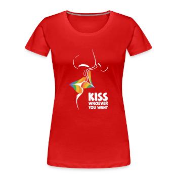 Kiss Whoever You Want Lesbian Pansexual Diversity - Frauen Premium Bio T-Shirt - Rot - Vorne - Mia (176cm)