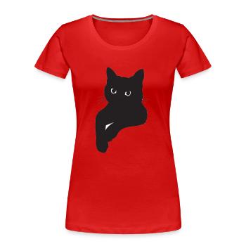 Pose de chat noir - T-shirt bio Premium Femme - rouge - Devant - Mia (176cm)