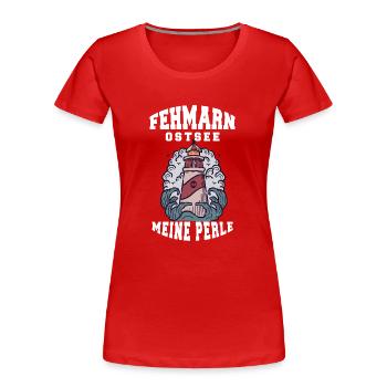 FEHMARN BALTIC SEA MY PEARL - Women's Premium Organic T-Shirt - red - Front - Mia (176cm)