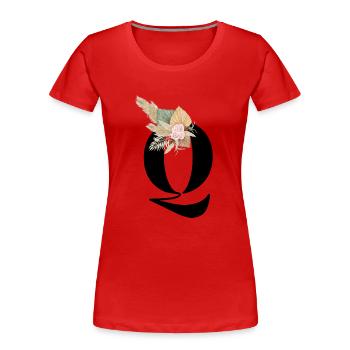 Buchstabe Q Blumen - Frauen Premium Bio T-Shirt - Rot - Vorne - Mia (176cm)