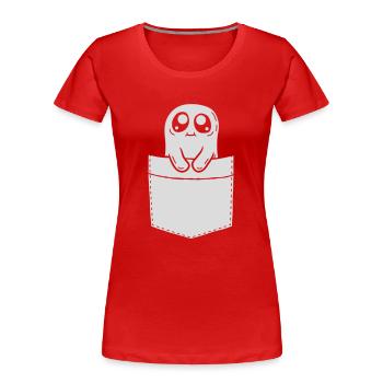 Comic Ghost Take Chest Pocket - T-shirt bio Premium Femme - rouge - Devant - Mia (176cm)