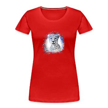 leopard, cat, wildcat, graffiti, painting,blue - Women's Premium Organic T-Shirt - red - Front - Mia (176cm)