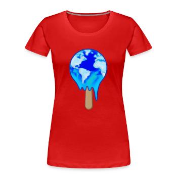 Eis am Stiel mit Erdkugel Schmelzend Klimawandel - Frauen Premium Bio T-Shirt - Rot - Vorne - Mia (176cm)