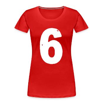 Maillot 6 numéros - T-shirt bio Premium Femme - rouge - Devant - Mia (176cm)
