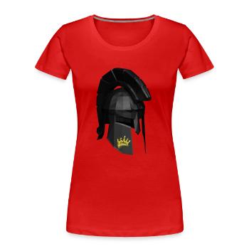 Geometrischer Sparta Helm. - Frauen Premium Bio T-Shirt - Rot - Vorne - Mia (176cm)