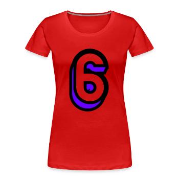 6 ANS. 6e ANNIVERSAIRE. ANNIVERSAIRE 6 ANS. 6 - T-shirt bio Premium Femme - rouge - Devant - Mia (176cm)