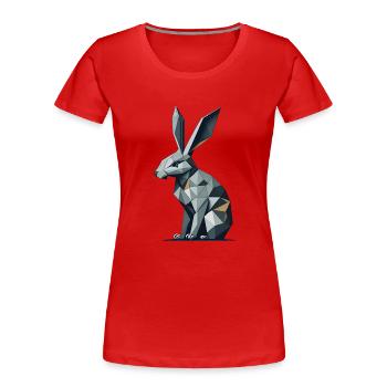 Geometrisches Kaninchen - Frauen Premium Bio T-Shirt - Rot - Vorne - Mia (176cm)