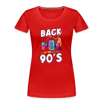 90er Jahre Mottoparty 1990er Neunziger Kostüm - Frauen Premium Bio T-Shirt - Rot - Vorne - Mia (176cm)