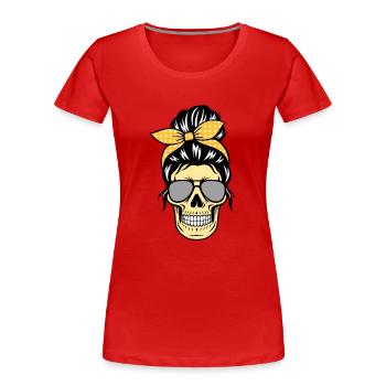 Skull of a woman wearing sunglasses, retro - Women's Premium Organic T-Shirt - red - Front - Mia (176cm)