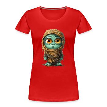 Halloween Spooky Cartoon Mummy - Frauen Premium Bio T-Shirt - Rot - Vorne - Mia (176cm)