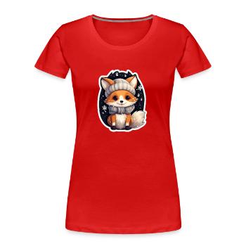 Renard dans la nuit d’hiver - T-shirt bio Premium Femme - rouge - Devant - Mia (176cm)