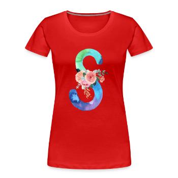 Buchstabe S Aquarell - Frauen Premium Bio T-Shirt - Rot - Vorne - Mia (176cm)