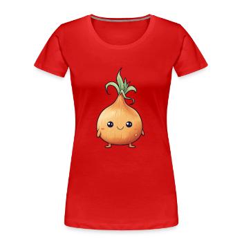 Funny Onion - Women's Premium Organic T-Shirt - red - Front - Mia (176cm)