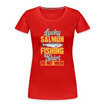 Lachsfischen Fischer Lachs Angler - Frauen Premium Bio T-Shirt - Rot - Vorne - Mia (176cm)