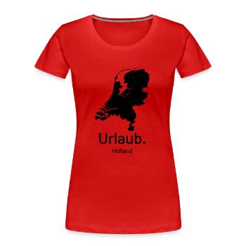 Niederlande. Urlaub. Holland. - Frauen Premium Bio T-Shirt - Rot - Vorne - Mia (176cm)