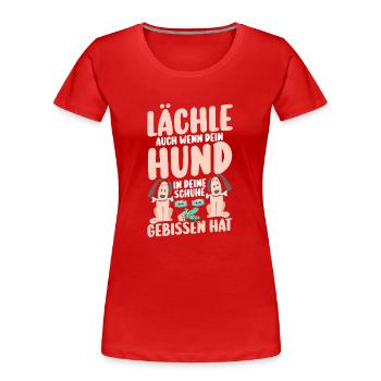 Hund Hundebesitzer Hundehalter Hundemotiv Hunde - Frauen Premium Bio T-Shirt - Rot - Vorne - Mia (176cm)