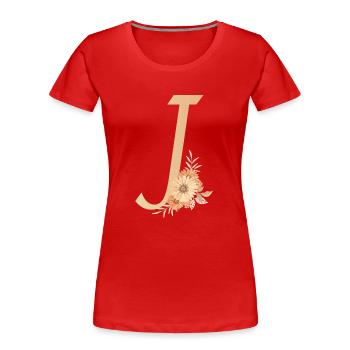 Buchstabe J mit Blumen - Frauen Premium Bio T-Shirt - Rot - Vorne - Mia (176cm)