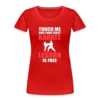 Karate Selbstverteidigung - Frauen Premium Bio T-Shirt - Rot - Vorne - Mia (176cm)