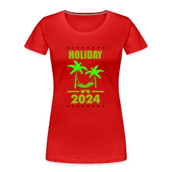 Vacances 2024 Vacances - T-shirt bio Premium Femme - rouge - Devant - Mia (176cm)