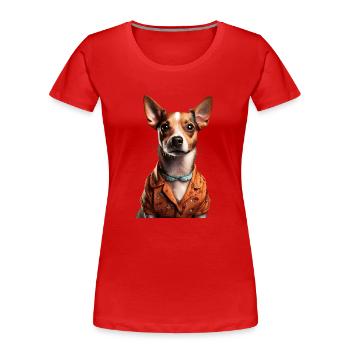 Dog - Frauen Premium Bio T-Shirt - Rot - Vorne - Mia (176cm)