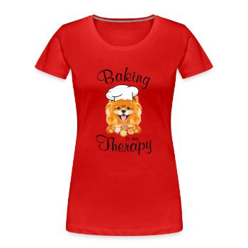 Baking is my therapy - Women's Premium Organic T-Shirt - red - Front - Mia (176cm)