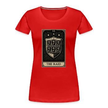 Tarot Datahoarding : Le bouclier RAID - T-shirt bio Premium Femme - rouge - Devant - Mia (176cm)