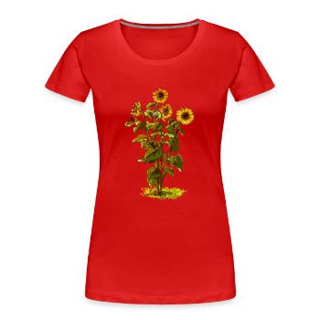 Sonnenblume - Frauen Premium Bio T-Shirt - Rot - Vorne - Mia (176cm)