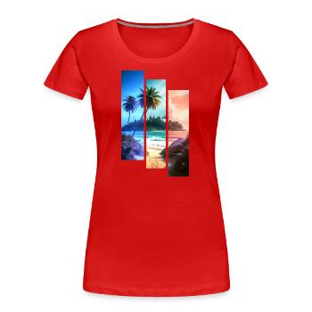 Rayures BEACH en 3 couleurs - T-shirt bio Premium Femme - rouge - Devant - Mia (176cm)
