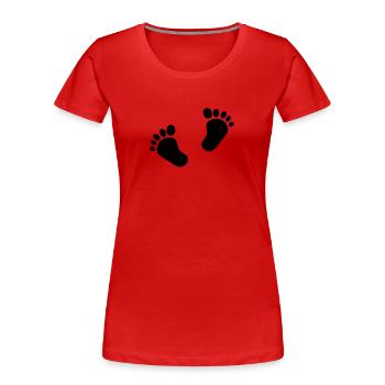 Zwei Babyfüße 2 Baby Füße Fußabdrücke Kind Süß - Frauen Premium Bio T-Shirt - Rot - Vorne - Mia (176cm)