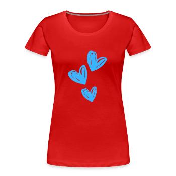 Herzen Blau Symbol - Frauen Premium Bio T-Shirt - Rot - Vorne - Mia (176cm)