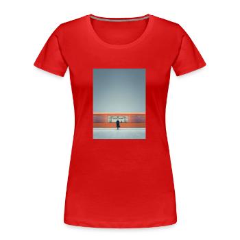 Minimalistischer U-Bahn-Moment - Frauen Premium Bio T-Shirt - Rot - Vorne - Mia (176cm)