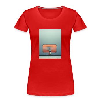 Frau, Die An Der U-Bahn-Wand Steht - Frauen Premium Bio T-Shirt - Rot - Vorne - Mia (176cm)