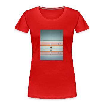 Elegante Frau, Die Durch Die U-Bahn Geht - Frauen Premium Bio T-Shirt - Rot - Vorne - Mia (176cm)