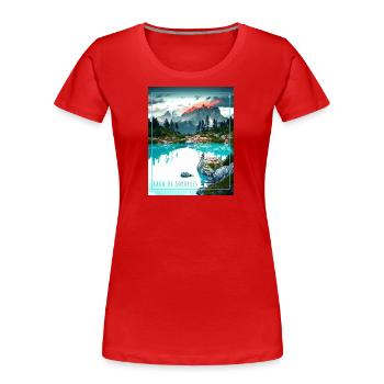 Lago di Sorapiss,Dolomites,lac,paysage - T-shirt bio Premium Femme - rouge - Devant - Mia (176cm)