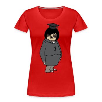Abschluss Frauen Faultier Frau Doktorhut Bestanden - Frauen Premium Bio T-Shirt - Rot - Vorne - Mia (176cm)