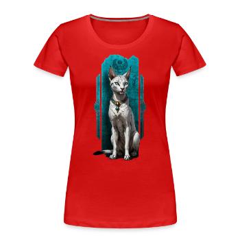 Bastet, gardien des félins : la grâce divine - T-shirt bio Premium Femme - rouge - Devant - Mia (176cm)