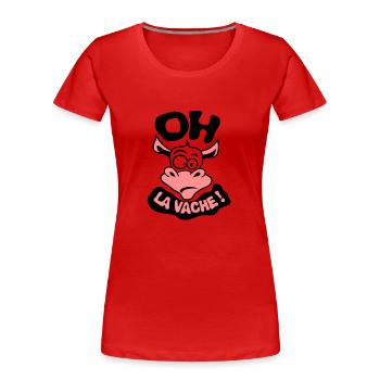 oh cow phrase citation exclamat - Women's Premium Organic T-Shirt - red - Front - Mia (176cm)
