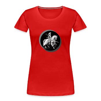 Chevalier - T-shirt bio Premium Femme - rouge - Devant - Mia (176cm)