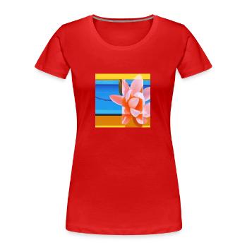PINKE-ROSE - Frauen Premium Bio T-Shirt - Rot - Vorne - Mia (176cm)