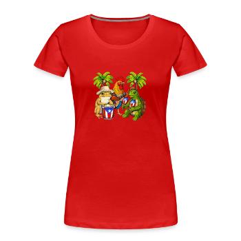 Puerto Rico Fiesta - Frauen Premium Bio T-Shirt - Rot - Vorne - Mia (176cm)