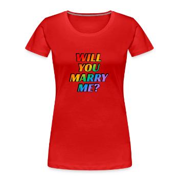 Willst du mich heiraten Homo-Ehe Regenbogen - Frauen Premium Bio T-Shirt - Rot - Vorne - Mia (176cm)