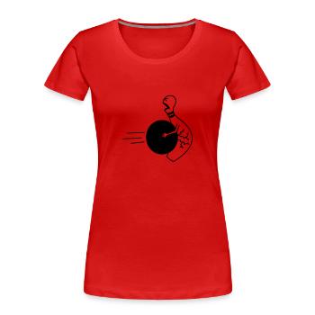 ouch Bowling - Women's Premium Organic T-Shirt - red - Front - Mia (176cm)
