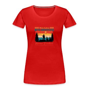 Mein Leben, mein Abenteuer, meine Freiheit - Frauen Premium Bio T-Shirt - Rot - Vorne - Mia (176cm)